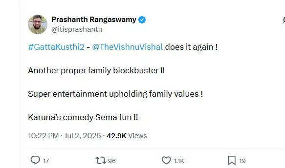 கட்டா குஸ்தி 2 பிளாக்பஸ்டர்!.. விஷ்ணு விஷால் வின் பண்ணிட்டார்!.. டிவிட்டர் விமர்சனம்!..