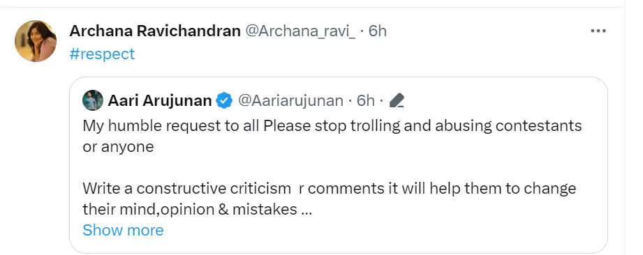 ஆரி அர்ஜுனன் போட்ட ட்வீட்!..  பிக் பாஸ் அர்ச்சனா போட்ட கமெண்ட்!.. இன்னுமா அந்த சண்டை முடியல!..