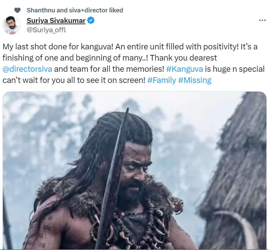 கங்குவா ஷூட்டிங் ஓவர்!.. வெறித்தனமான லுக்கில் சூர்யா கொடுத்த மிரட்டல் போஸ்.. இந்த வருஷம் செம வேட்டை!