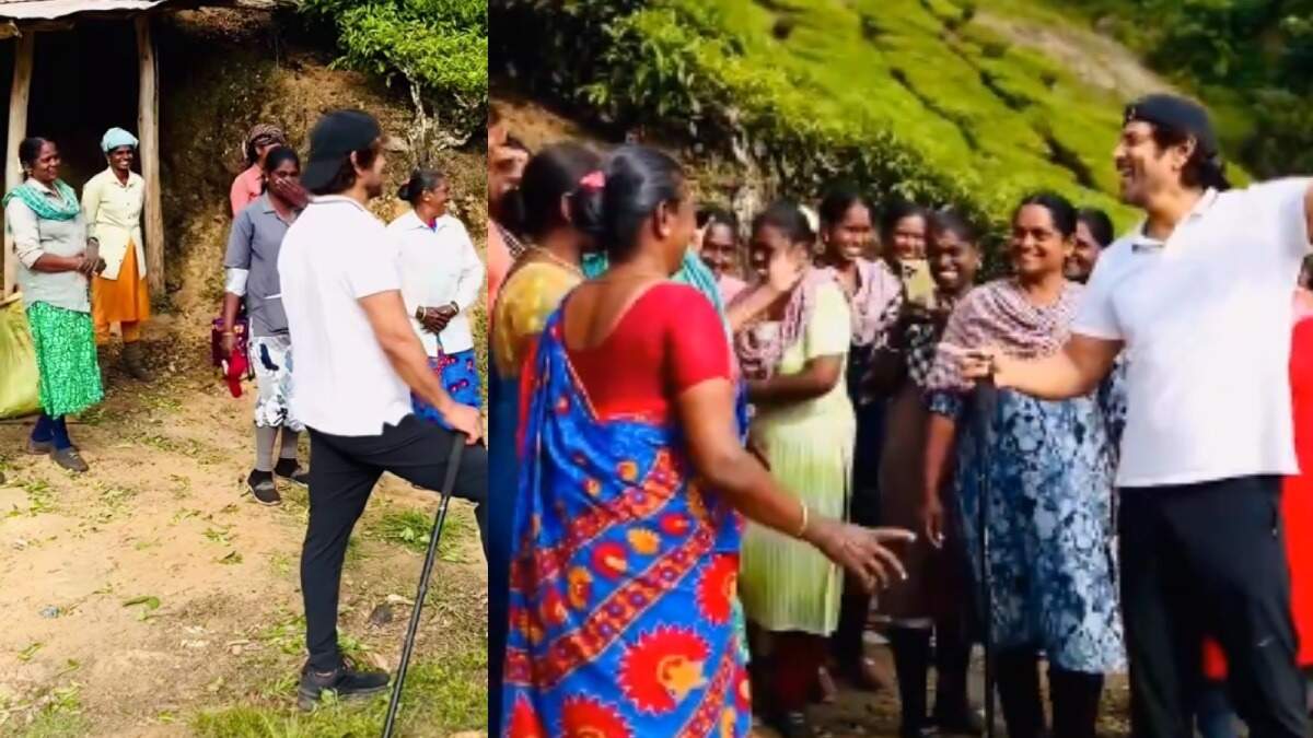 தேயிலை தோட்டத் தொழிலாளர் பெண்களுடன் பாட்டுப் பாடி ஜாலி பண்ண சியான் விக்ரம்!.. செம அழகு!..