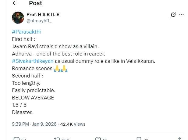 Parasakthi Review: புரட்சி பண்றேன்னு கிரின்ச் பண்றாரு எஸ்.கே!.. பராசக்தி டிவிட்டர் விமர்சனம்!&hellip;