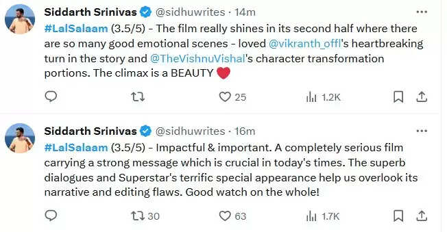தலைவர் என்ட்ரி செம மாஸ்!.. அசத்தல் வசனங்கள்!.. லால் சலாம் டிவிட்டர் விமர்சனம்...