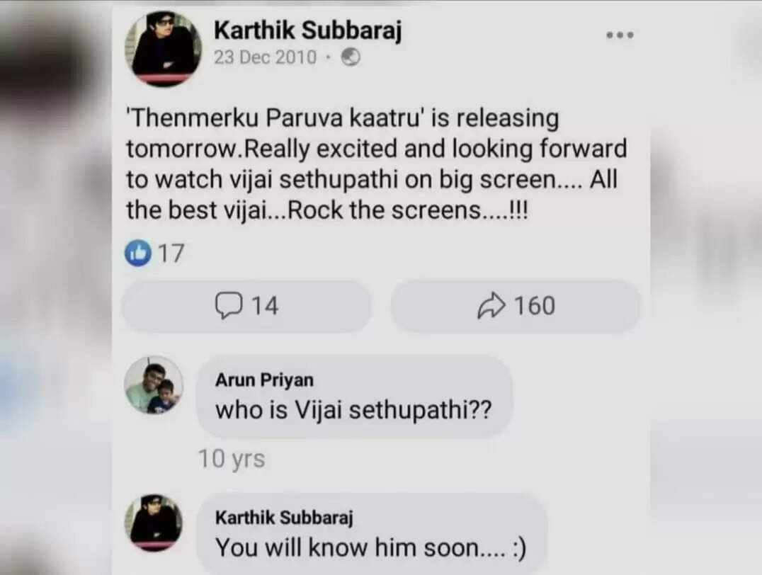 யாருங்க விஜய் சேதுபதி? சீக்கிரம் புரிஞ்சிப்பீங்க!... வைரலாகும் கார்த்திக் சுப்புராஜ் போஸ்ட்!... ஜோசியம் தெரிஞ்சிருக்குமோ!