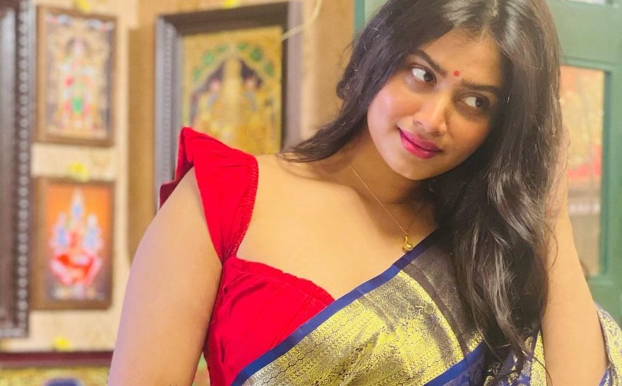 Shivani Narayanan in a sari is showing a click in your eyes…